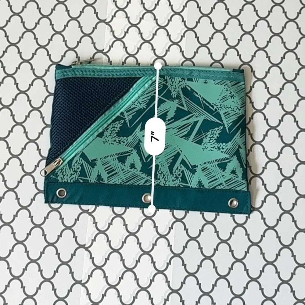 Teal and Green Zippered Pouch